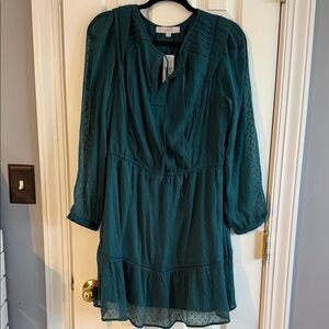 NWT Loft Teal Long Sleeve Dress Size Large